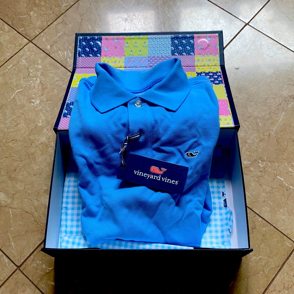 Boys Short Sleeve Blue Polo